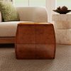 Leather Ottoman, Handmade Stuffed Square Ottoman, Genuine Leather Pouf, Foot Rest Pouf, Comfortable Soft Seating for Living Room& Bedroom(Brown, Black, Grey, Square)