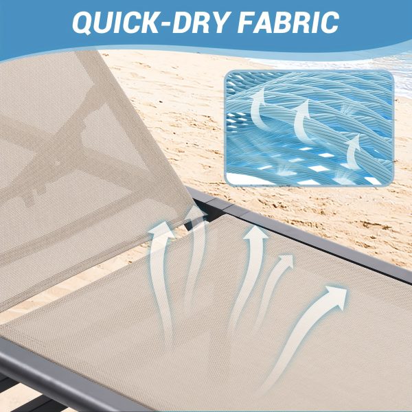 Value 2-Pack Chaise Lounge Set, Lightweight Aluminum Frame, Foldable Portable Pool and Beach Chair Furniture, Adjustable Backrest, Ideal for Patio Deck Yard