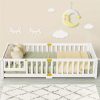 product-fancy-ac3e6f07-6622-4ca7-be5b-73836edf58de Twin Toddler Floor Bed, Twin Floor Bed Frames for Girls/Kids/Baby, Floor Bed for Toddlers 1-3 Years Old, Floor Bed with Rails & Lockable Door, Twin Size Floor Bed - White