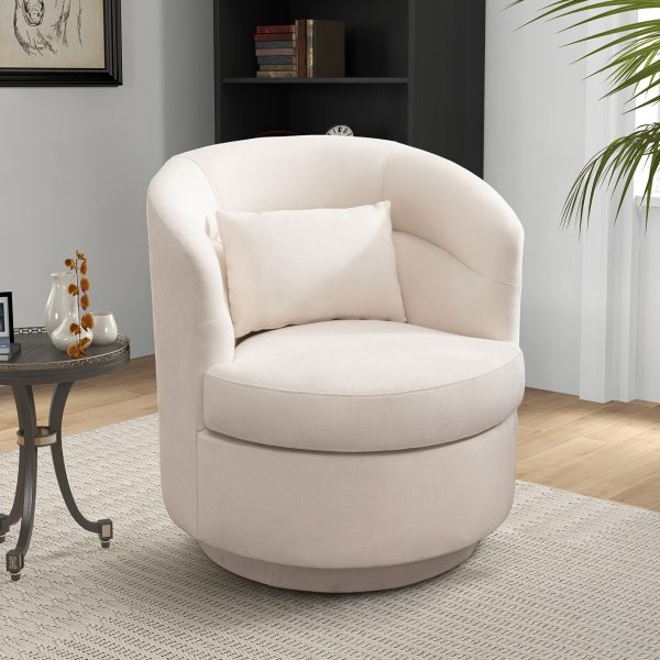 product-fancy-ac429a22-ca5a-40fc-ac6b-ea2716e7e310-1 Beige Upholstered Swivel Chair with a Pillow, Perfect for Accenting Your Living Room, Bedroom, Or Reading Area