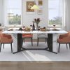 product-fancy-ac76b190-7382-4e54-a32a-7c8d2738aa83 Waterproof and Scratch-Proof Dining Table - Luxurious 71-Inch Large Rectangular with Marble-Color Wood Top - Adjustable V-Shaped Legs for 4-7 People - Ideal for Family Dinners, Office, Kitchen, Living Room