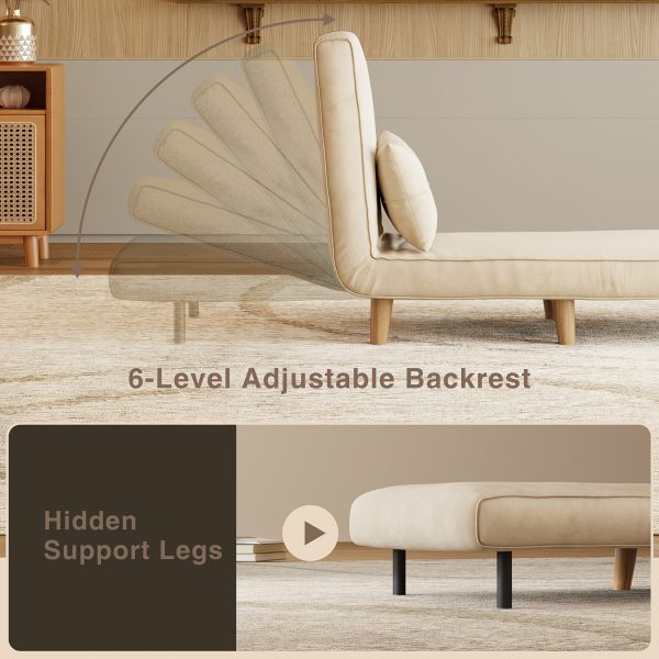 product-fancy-ac94648a-e68c-41e8-875b-ac6b1ef18ba2 3-in-1 Convertible Sofa Bed Sleeper Chair with Pull-Out Bed, 6-Level Adjustable Backrest & Cushioned Armrests - Space-Saving Modern Furniture for Small Apartments, Dorms, Guest Rooms - Beige Sofa Chair Converts to Bed, Sleeper Sofa Bed