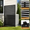 [Outdoor Privacy Fence] 38" X 71" Outdoor Privacy Fence Screen, Black Wooden Slatted Panels With Sturdy Metal Stakes, 12" Ground Insert, Garden Privacy Fence For Air Conditioner Cover, Patio, Yard, Pet Fence And Outdoor Decoration