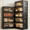 product-fancy-acbda840-203b-4ff1-8020-bc7ee19b6dff No Assembly 2/3/4/5 Tier Foldable Stackable Storage Cabinet, 44.29 Inch Large Capacity Modular Organizer Box with Lid, Rolling Wheels & Magnetic Double Door, Space Saving Portable Multi-Layer Storage Unit, Easy Setup Household Storage Container