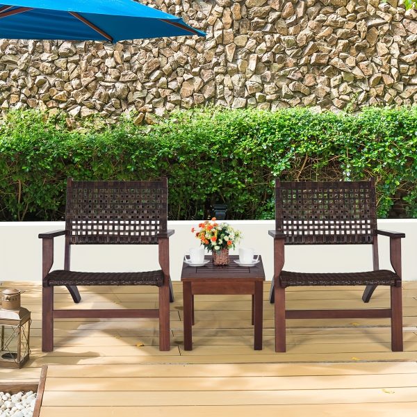 product-fancy-acd9cd8c-0978-4f82-a34d-49e4ca8ccea4 3pcs Outdoor Patio Rattan Furniture Set Solid Wood Frame Chair Coffee Table