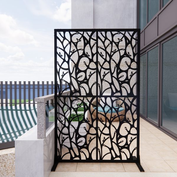 product-fancy-ad44f1e6-aeb5-4c96-9b7a-91041796ddd4 Black Bird-Shaped Metal Privacy Screens Measuring 3.8 Feet Wide by 6 Feet High, Suitable for Both Indoor And Outdoor Use, Serve As a Decorative Divider for Balconies, Patios, And Gardens