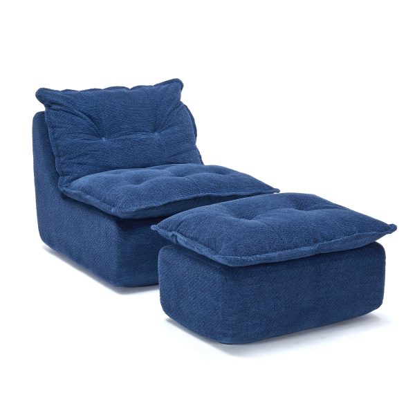 product-fancy-ad49ded6-34dc-4e27-926a-8a11c0df277a MCQ Single Recliner Chair with Footrest - 62.2-inch Foam Floor Lounger, Boneless Modern Bean Bag Sofa Suitable for Bedroom or Living Room, Cloud Bed for, No Assembly Required, Space-Saving