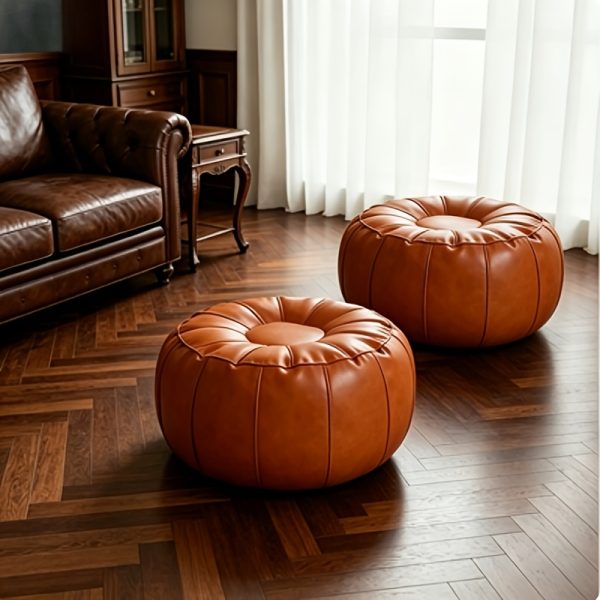 product-fancy-ad60c1c6-0fd7-45be-b8dd-8c28b4751710 2-pack of Storage Beanbag Chair Covers - Pumpkin Oval Shape, Suitable for Storing Clothes. It Has Storage Function and Is Suitable for Outdoor Use. It Is Comfortable and Soft, Made of Thickened Faux Leather (filling Not Included).