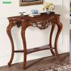 product-fancy-ad83d2a9-7cb2-434e-b8ce-be9b707281ef BYBLIGHT 38" Victorian Half Moon Console Table, Sofa End with Hollow Floral Apron and Cabriole Legs, Traditional Decorative Furniture for Entryway, Hallway, Living Room - Uncharged, Living Room Furniture