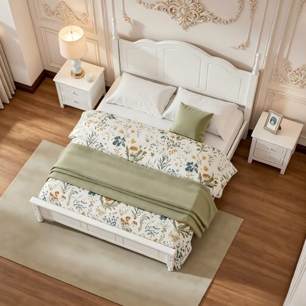 product-fancy-ad9a7857-9f98-4882-825a-f4bec322cc4b BELLEMAVE Queen Size Platform Bed Frame With Headboard, Wooden Slat Support, No Box Spring Needed, Easy Assembly, Sturdy Structure, Bedroom Furniture With Classic Vintage Design, White