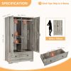 product-fancy-adbc0de2-96fb-41ef-989d-90a29a2544e1 Bonnlo Freestanding Wide Armoire Wardrobe Closet with Shelves, Hanging Rod And Drawers for Bedroom