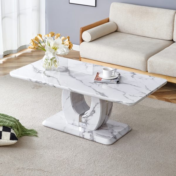 product-fancy-adbe1379-a680-4d25-b1be-b2c2a9d3fe33 Contemporary Minimalist Rectangular Coffee Table Featuring a White Faux Marble Design, a Spacious And Adaptable Piece for The Living Room, Perfect As a Central Tea Table Or Accent Furniture, Ideal for Various Settings, And Easy to Assemble