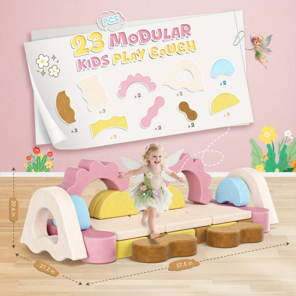 product-fancy-adcba841-6722-4783-b7ee-abe7a7762548 23pcs Modular Kids Play Couches - Convertible, Multifunctional Foam Toddler Couches for Inspiring Child Creativity, Kids Nugget Sofas for Playroom & Bedroom (Flower Theme)
