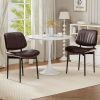 product-fancy-adebc7c0-c16b-420a-b46d-5d245b5460d2 Padded Seat & Backrest - Modern Faux Leather Dining Chairs - Set Of 2 - Metal Legs with Adjustable Feet - for Kitchen, Dining Room, Office