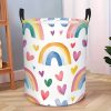 product-fancy-ae479fed-38b0-464a-b26f-4c7f748f3767 1pc Rainbow & Hearts Design S Laundry Basket - with Sturdy Handles, Country Style Organizer for Bedroom, Bathroom, Laundry Room Accessories, Bedroom Organizer