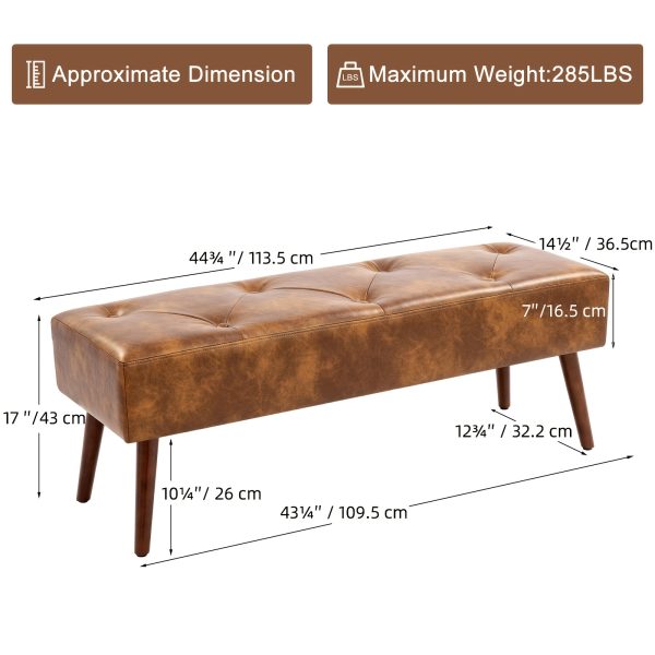 product-fancy-ae4b7bac-a1c3-4db4-8b1a-5c3ee433bc9a 44-inch Brown Pu Bench, Bedroom Bench, Living Room Shoe Bench, Suitable for Multiple Scenes, Multiple Colors Available