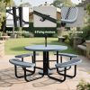 product-fancy-ae6f4505-6823-42bc-9cab-c6671d41d200 Heavy Duty Outdoor Metal Table and Bench Set Compatible for - -Weather Coated Steel Frame & Plastic Tabletop, Easy Assembly Outdoor Furniture for Park, Patio, Playground, School, Campsite - & Low Maintenance