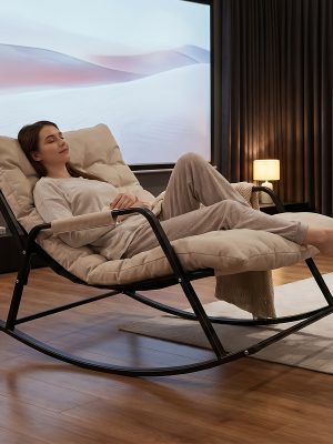 Home Theater Seating, Oversized Rocking Chairs for Indoor And Outdoor Use, Modern Metal Lounge Rocking Chairs with Thick Cushions, And High-back Rocking Chairs Suitable for Living Rooms, Patios, Porches, Gardens, And Backyards