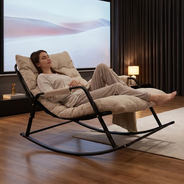 product-fancy-ae765686-e2bb-466d-85b9-48bcbba7d865 Home Theater Seating, Oversized Rocking Chairs for Indoor And Outdoor Use, Modern Metal Lounge Rocking Chairs with Thick Cushions, And High-back Rocking Chairs Suitable for Living Rooms, Patios, Porches, Gardens, And Backyards