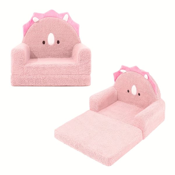 product-fancy-aee4ec2f-7e9d-4b9c-8130-13290853b07a Kids Sofa 2-in-1 Convertible Kids Couch Fold Out Lounger Soft Sherpa Kids Chair High-Density Foam Sofa Cute Brown Bear Playroom Nursery Furniture for Boys Girls Room Decor