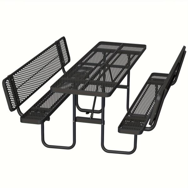 product-fancy-aeec2006-a576-49fe-9dd6-066e199450bf 6-Person Outdoor Round Iron Picnic Table with Built-in Bench and Umbrella Hole, Suitable for Gardens, Courtyards, Patios, Lawns, Etc.