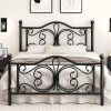 Bed Frame with Under-Bed Storage, Metal Platform Bed with Vintage Butterfly Pattern Headboard and Footboard, Twin/Full/Queen Size, No Box Spring Needed, Easy to Assemble, Noise-Free, Black/White
