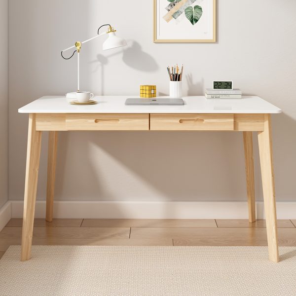 product-fancy-aef5668d-56d8-40bd-b469-24a74195aca6 Modern Office Desk Computer Desk Writing Wood Desk Study Work Desk, With 2 Drawer, Suitable For Study Or Office, Equipped With Two Drawers And Four Legs, Easy To Assemble, Minimalist Design
