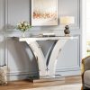 product-fancy-aefd3a77-8ec9-46d5-80bf-2482f6b9d146 Mirrored Console Table, Modern Sliver Entryway Sofa Table With Crystal Inlay Frames For Living Room, Hallway, Foyer