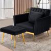 product-fancy-af20b49c-f56a-452d-a718-e8c1c8600e0d ACMEASE Velvet Single Accent Chair with Adjustable Armrests And Backrest, Comfortable Single Chair with Ottoman, Button Tufted Lounge Recliner Armchair with Pillow for Living Room, Bedroom, Study Room
