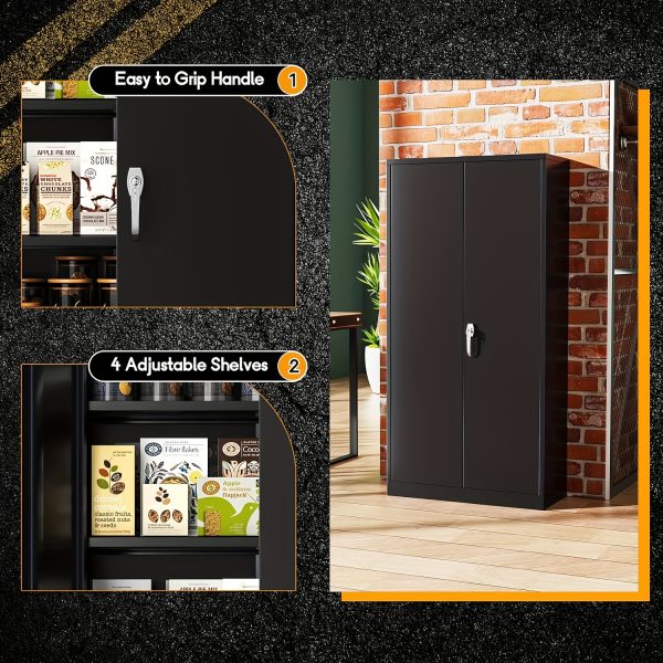 product-fancy-af21aa88-f2f4-47dd-9f1c-1b0681365204 Storage Cabinet, 72 "black Large And Small Metal Storage Cabinet, Steel Lock Cabinet with Door And 4 Adjustable Shelves, Home Office Tool Unit, Garage And High Lockable Filing Cabinet, Green.