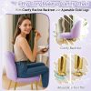 product-fancy-af389af9-f77c-4983-9588-802430e2cbf7 Girls Vanity Chair with Backrest, Small Lounge Chair Without Wheels, Comfy Chair with Bow Cushions, Makeup Chair with Adjustable Golden Legs, Comfortable Chair for Bedroom, Living Room, Small Space
