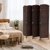 [Folding Rattan Room Divider] 6-Panel Folding Rattan Room Divider, 70.87'' H Folding Space Separator Partition Wall Dividers, Freestanding Hinged Privacy Screen