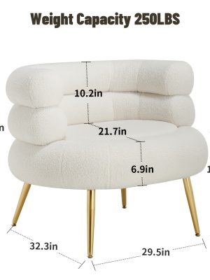 29.5" W Modern Boucle Upholstered Accent Chair With Metal Legs | Memory Foam, Ergonomic Design, Non-Adjustable Recliner, Wipe Clean Care