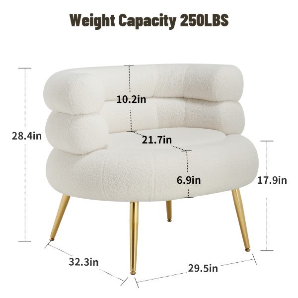 product-fancy-afc3658c-a4ba-443a-9282-fcdf48516647 29.5" W Modern Boucle Upholstered Accent Chair With Metal Legs | Memory Foam, Ergonomic Design, Non-Adjustable Recliner, Wipe Clean Care