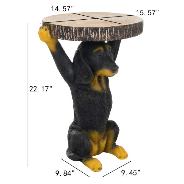 product-fancy-aff8f510-b1bb-4e6f-aebf-3b84eedf98ca 22.17"H Black Dog Side Table Pedestal End Table Stool, MGO Dog Statue Hand Painted Sculpture for Home, Office, Living Room & Outdoor Decor