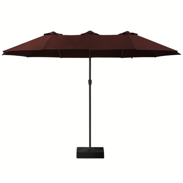 product-fancy-b0548fd2-02a8-4b42-971d-31611480731d 15-foot Long Rectangular Large Outdoor Patio Umbrella, Includes Base, Double Table Umbrella With A Crank Handle, Market Umbrella - UV Resistant, Heavy-duty Pool Umbrella, Suitable For Lawns, Backyards, And Gardens.