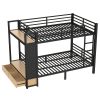 product-fancy-b05660e3-127d-4600-8d25-0b242f506e6f BELLEMAVE Full Over Full Size Metal Bunk Bed with Storage Shelves, Drawers And Pegboard, Heavy-Duty Loft Bed with Noise-Reduced Design, No Box Spring Required, Black