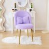 product-fancy-b070a706-aa55-4823-b747-65ff82e666b7 Girls Vanity Chair with Backrest, Small Lounge Chair Without Wheels, Comfy Chair with Bow Cushions, Makeup Chair with Adjustable Golden Legs, Comfortable Chair for Bedroom, Living Room, Small Space