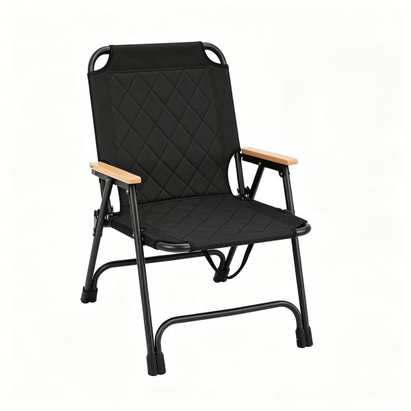 product-fancy-b07cff0c-34c5-4b67-9e3d-5f36ab77f006 1pc Outdoor Foldable Portable Camping Chair with Armrests, Patio Folding Armchair, Beach Vacation Travel Beach Chair, Supports 300 Lbs, Suitable for Camping, Beach, Fishing, Hiking, Patio Use