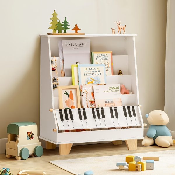 product-fancy-b0a770ef-5094-40db-9159-c89ed1d34c0e ROBOTIME White 4-storey Children's Bookshelf, Wooden Children's Bookshelf Front And Rear Storage - Suitable for Preschool Bookshelves In Classrooms, Game Rooms, And Daycare Centers