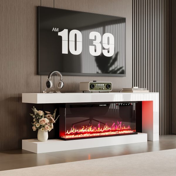 product-fancy-b0d9cfd1-7e56-47c1-a17d-d7a4ee851af9 Modern TV Stand With Electric Fireplace, TV Console With Adjustable LED Lighting For TVs, Modern Entertainment Center With Storage, Media Console For Living Room