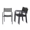 HARAISEDK Patio Dining Chairs Set Of 4/6 Stackable Ergonomic Rattan Armchairs All Weather Powder Coated Metal Frame Garden, Balcony, Poolside White/Gray