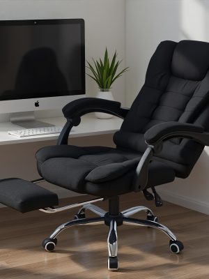 This Ergonomic Office Chair Features A Footrest And Lumbar Support, A Reclining And Adjustable Backrest, Is Suitable for High-intensity Use, And Can Rotate 360°. It Is An Ideal Choice for Home Or Office Use. Available In Linen (black/grey/beige).