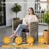 4pcs PE Rattan Bistro Patio Furniture Collection, Outdoor Sectional Featuring 2 Chairs, a Loveseat, And a Coffee Table, Compact Modern Porch Conversation Set for Backyard Garden, Premium Appearance