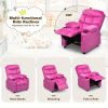 product-fancy-b112fd39-9f56-4cef-9384-7c81ea35762f Girls' Pink Velvet Recliner Chair with Cup Holder & Storage Pocket - Heavy-Duty 300lb Capacity, Ergonomic Backrest & Armrests, Manual Recliner with Safety Belt - Modern Soft Cushioned Lounge Chair for Kids & Teens, Easy Assembly, Ideal for Bedroom, Living Room, Home Theater - Durable Wood Frame & Fabric, Ideal Gift for Girls 3-12 Years (Pink, Purple, Black, White, Grey Available), Lounge Chair for Teens, Comfortable Sitting, Playroom Seating, Stylish Recliner, Highcapacity Recliner, '