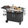 product-fancy-b15b934d-322f-4b26-a206-c7c84dff5e06 JY QAQA Grill Cart With Storage, Outdoor Bar Cart Rolling BBQ Movable Pizza Oven Table Stand With Foldable Stainless Steel Top & Storage Cabinet, Black