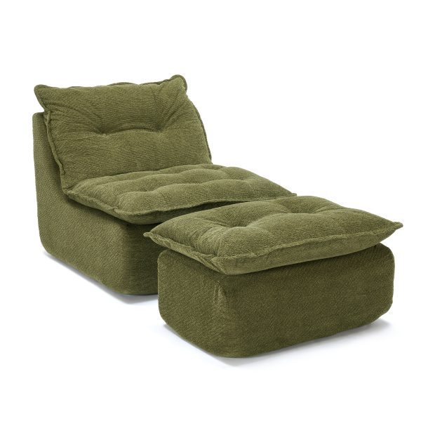 product-fancy-b179cc47-dc56-4f06-acfc-0f43073d081a MCQ Single Recliner Chair with Footrest - 62.2-inch Foam Floor Lounger, Boneless Modern Bean Bag Sofa Suitable for Bedroom or Living Room, Cloud Bed for, No Assembly Required, Space-Saving