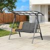 product-fancy-b1a68e17-f092-44c4-8a52-9f5709c176e1 3-Seat Porch Swing Chair with Stand - Convertible to Adult Swing Bed, Adjustable UV-Protected Canopy & Thick Cushion, 750lbs, Flat Bed (Red/Blue/Dark Gray) for Porch, Backyard, Garden & Balcony