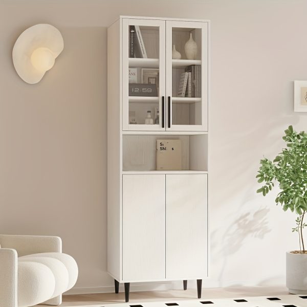 71" Storage Cabinet with Drawers, 6-Tier Bookshelf with Doors and Shelves, Large Display Cabinet Set for Home, Office (Black/White)