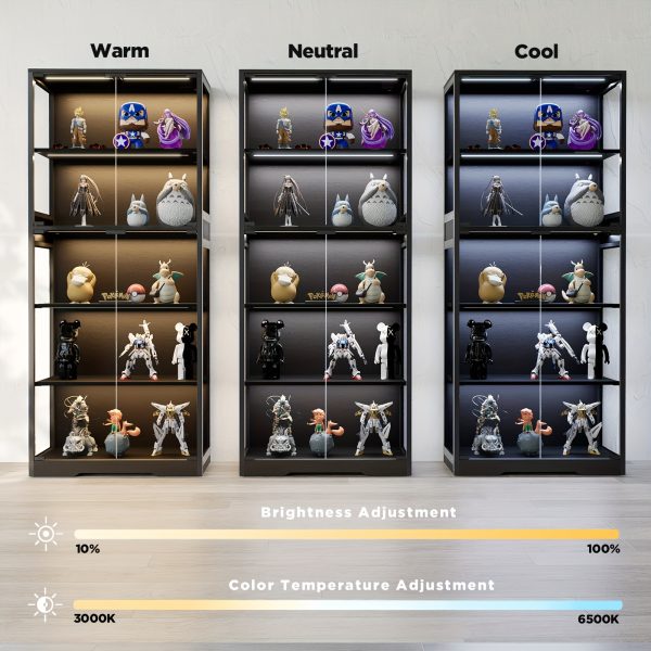 product-fancy-b1ad80b1-8522-44b9-b6c6-5044c2856b10 5-Tier Display Cabinet with Glass Doors, Dimming LED Lights And Motion Sensor, for Collectible Figures, Living Room, Bedroom, Or Office, Metal Frame